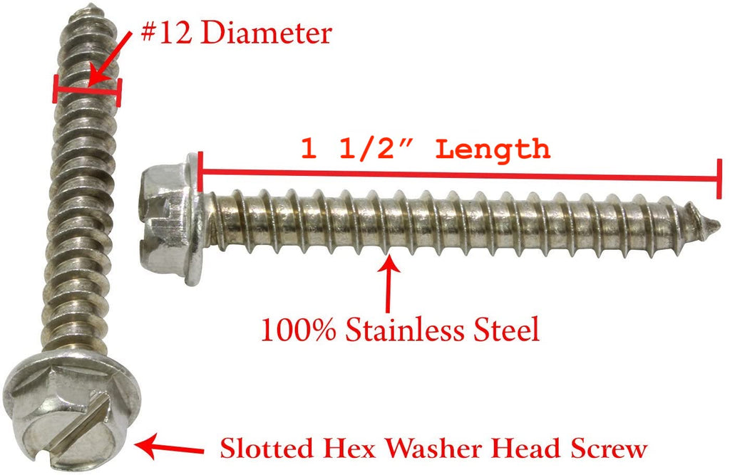 Screw - HHWSM #12 x 1 1/2" SS - 12 Pk. (H0331) Mounting screw