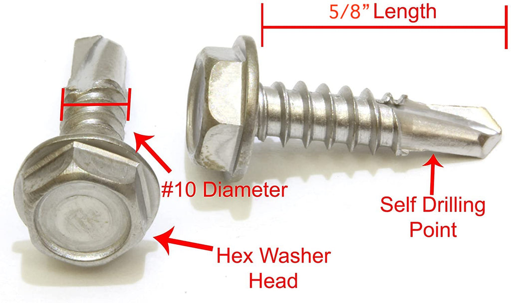 Screw - HHW Tek /Self Tapper #10 - 32 x 5/8" SS (Type F)