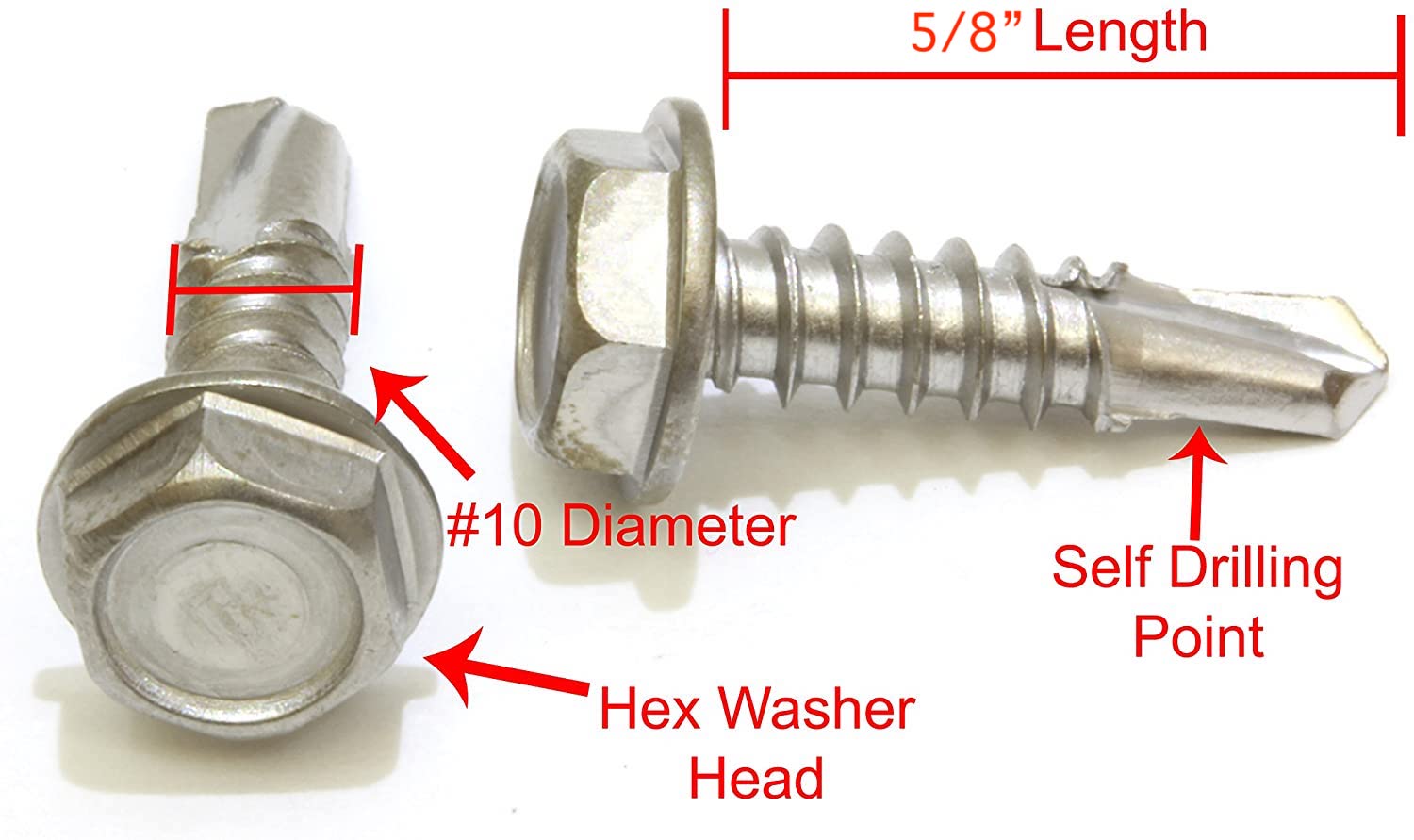 Screw - HHW Tek /Self Tapper #10 - 32 x 5/8" SS (Type F)