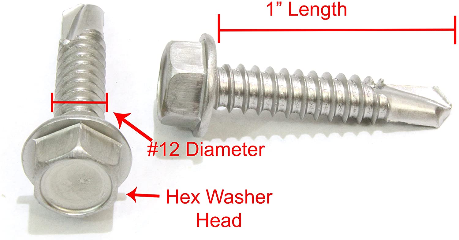 Screw - HHW Tek /Self Tapper #12 x 1" SS 